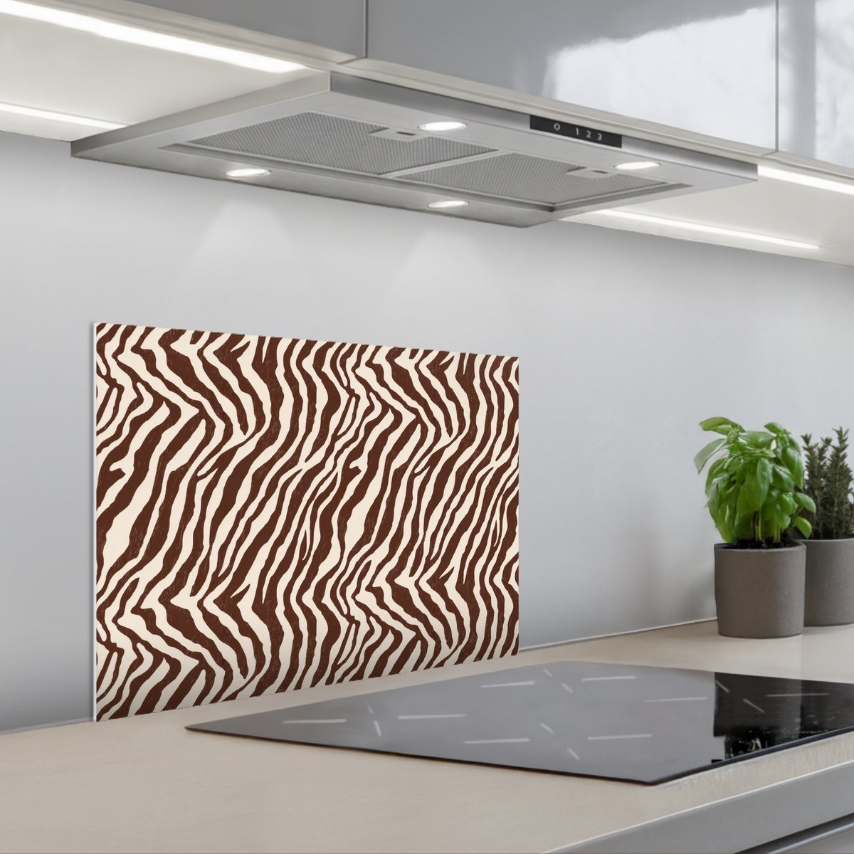 Spatscherm 60x45 cm - Zelfklevende achterwand Zebra - Patroon - Zwart - Wit - Keuken muurbeschermer - Spatwand fornuis