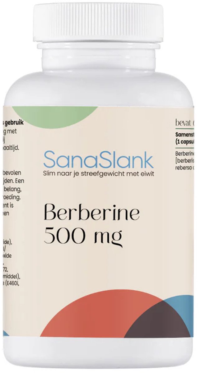 SanaSlank Berberine 500mg 60 Vcaps - Rebersa - Cholesterol Hart - Vegan - Glutenvrij