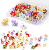 Punaises - 50 stuks - Bloemen Punaises - punaises veelkleurig - Inclusief opbergdoos - Hars punaises - pushpins - voor prikbord of memobord - kantoor artikelen - Decoratieve pushpins - Prikbord Accessoires - 10 Kleuren