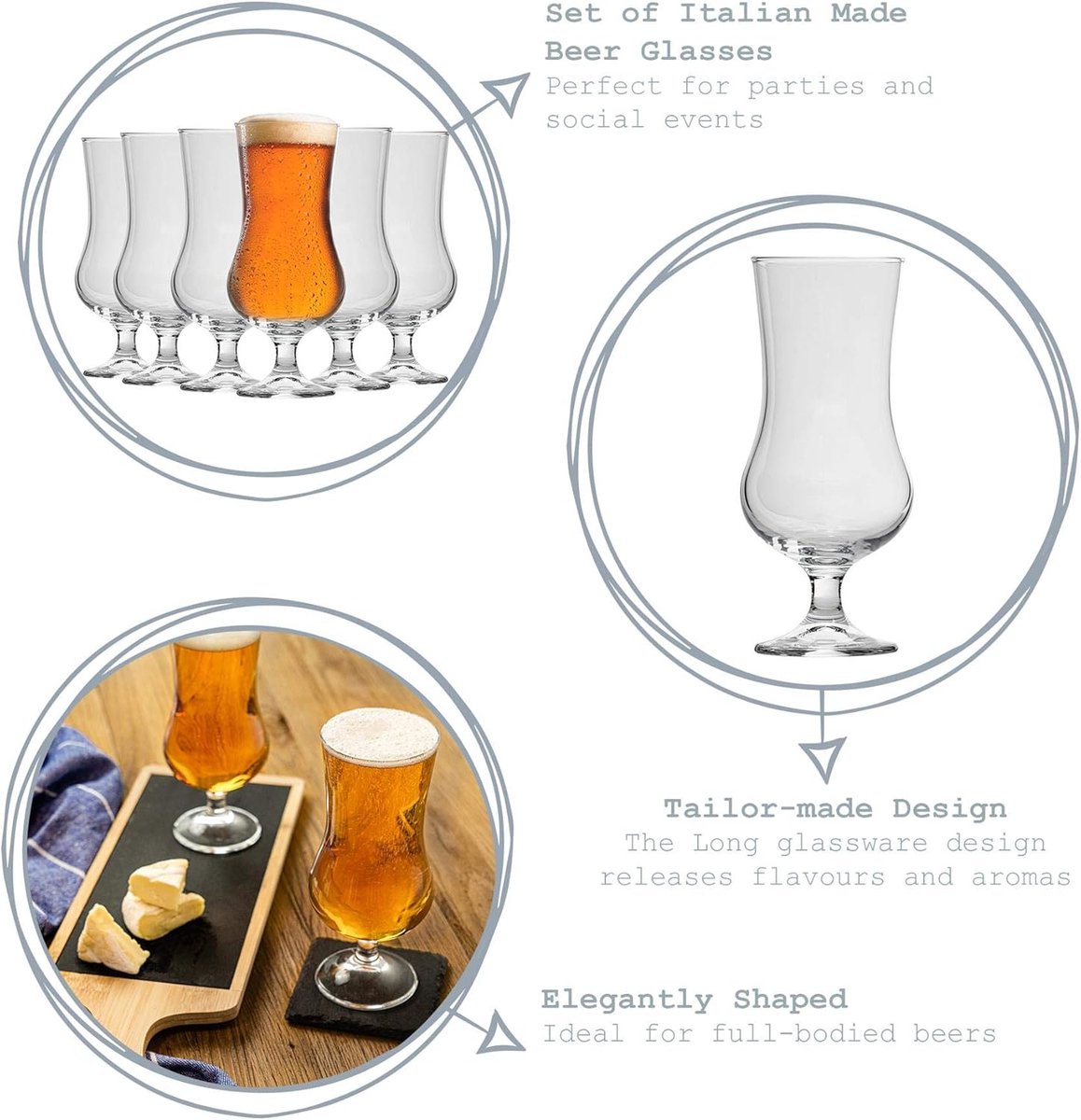 Biertulpglazen 425 ml - Set van 6 Bierglazen voor Ale en Speciaalbier