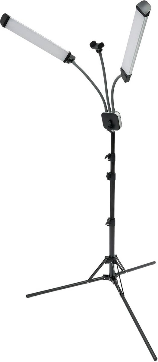 Professionele Dubbele LED Ringlamp 45W Dimbare Verstelbare Temperatuur (3000K-6000K) met Statief voor Tatoeage, Make-up en Streaming