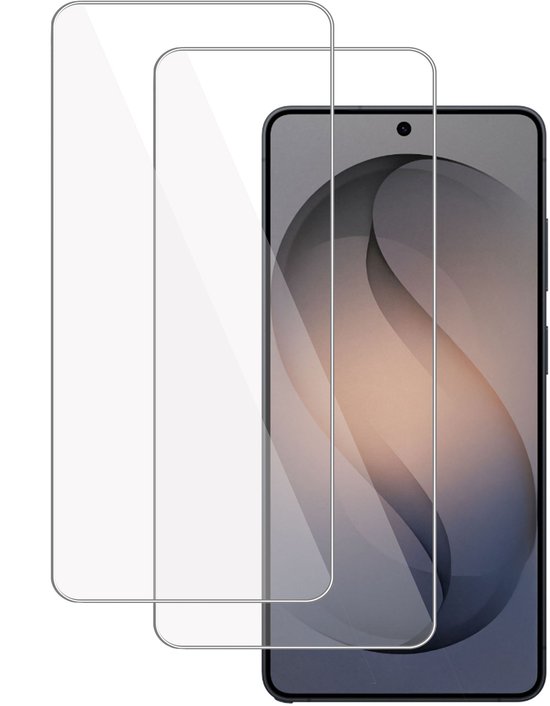 Twee glasheldere screenprotectors naast een smartphone.