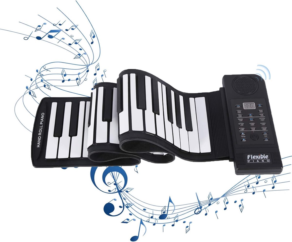 Draagbare Opvouwbare Roll-up Piano met 61 Flexibele Toetsen - Ideaal voor Beginners en Onderweg