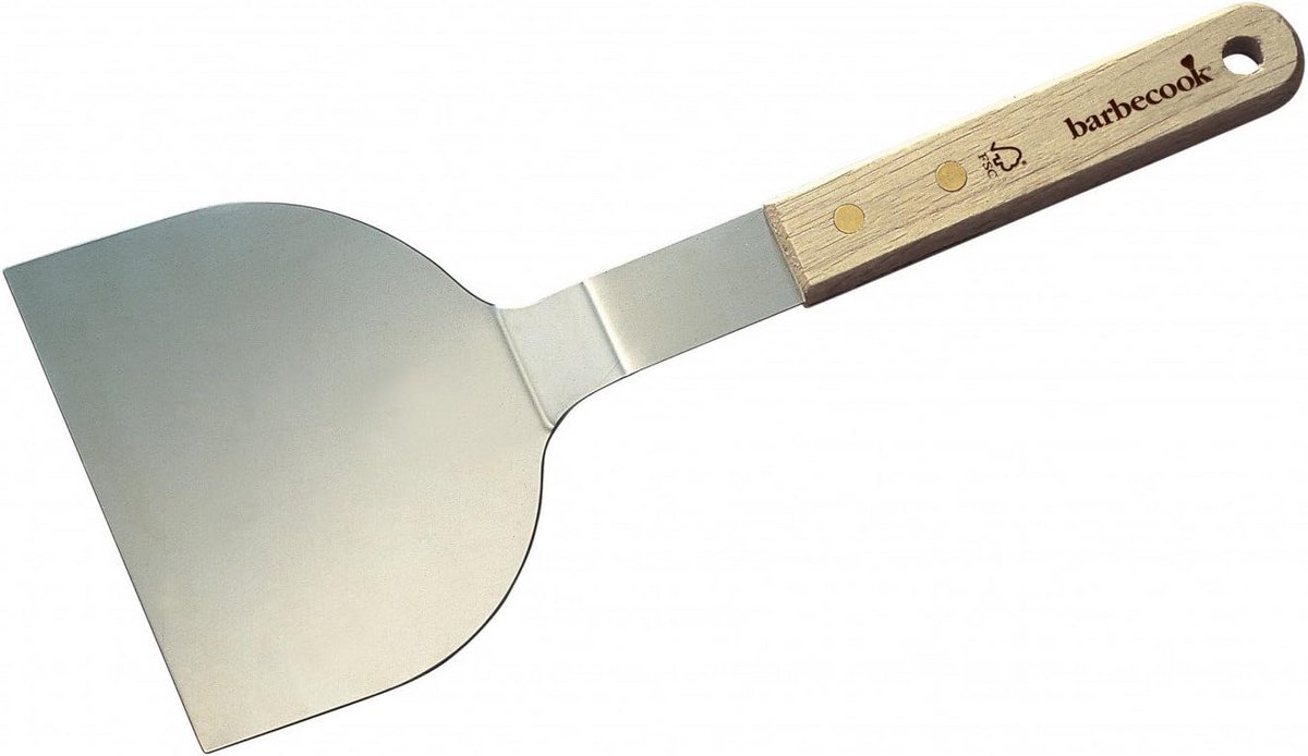 Plancha Spatel RVS met Rubber Houten Handvat voor Barbecue en Plancha - 30 cm