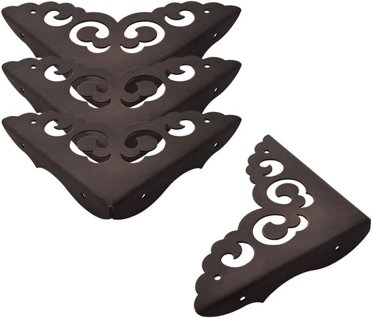 Decoratieve Vintage Metalen Hoekbeschermers voor Hout en Meubelvormgeving Set van 4