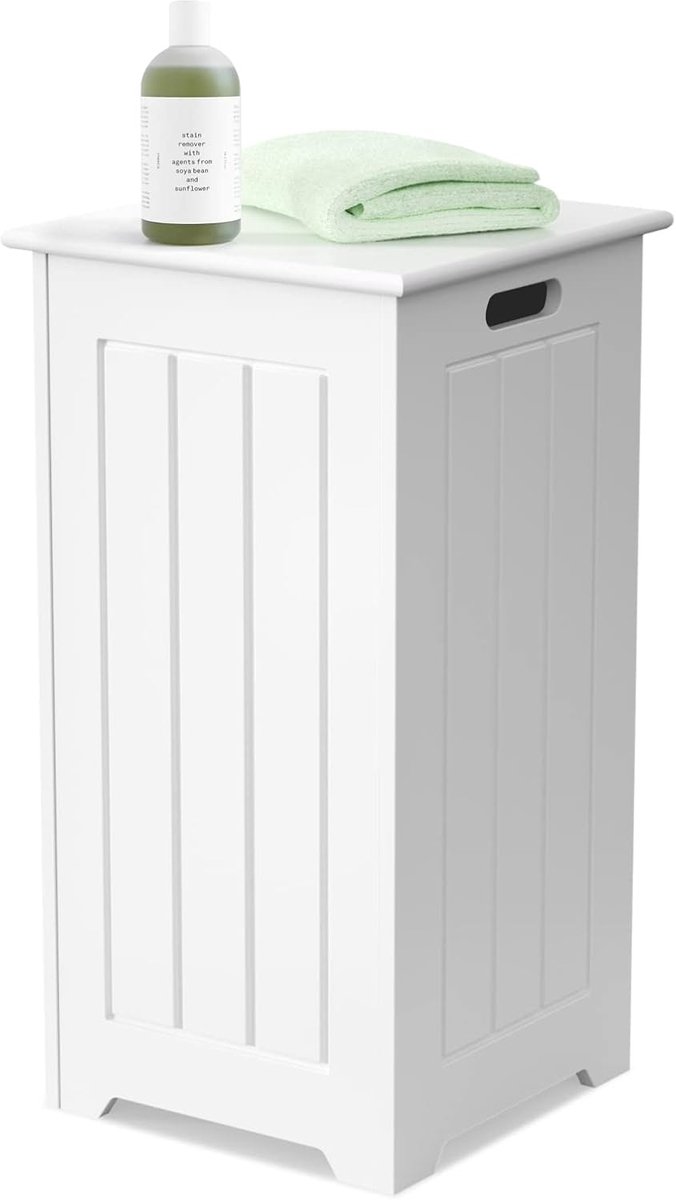 Grote witte wasmand met deksel en stevige constructie