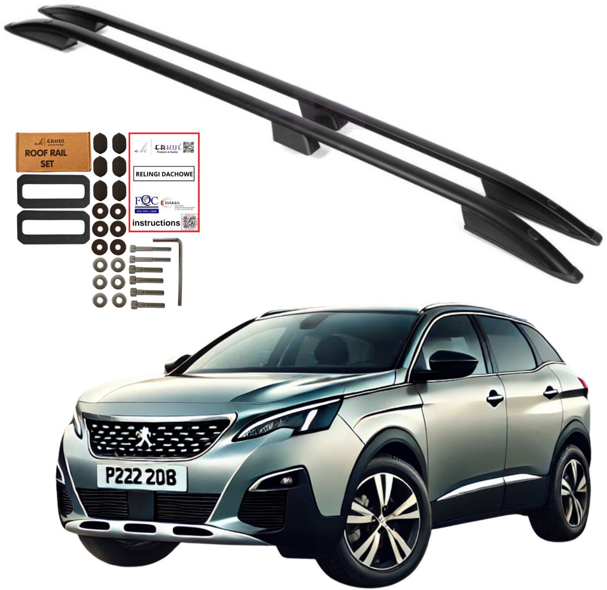 Dakrails PEUGEOT 3008 SUV 2009-2016 Zwart Aluminium Duurzaam Massief