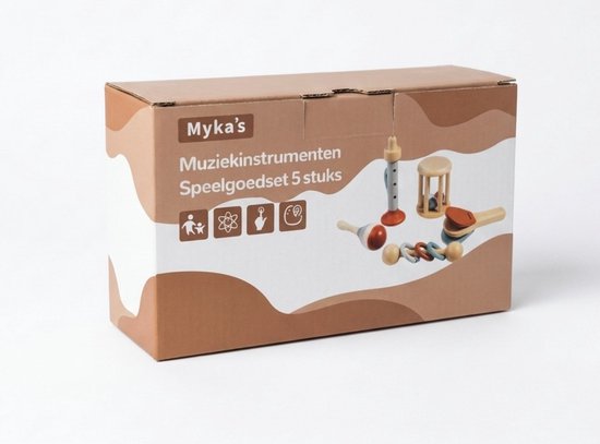 Montessori Speelgoed - Speelgoed 1 Jaar - Muziek Speelgoed - Houten Speelgoed - Baby Speelgoed - Myka's 5 Stuks — afbeelding 2