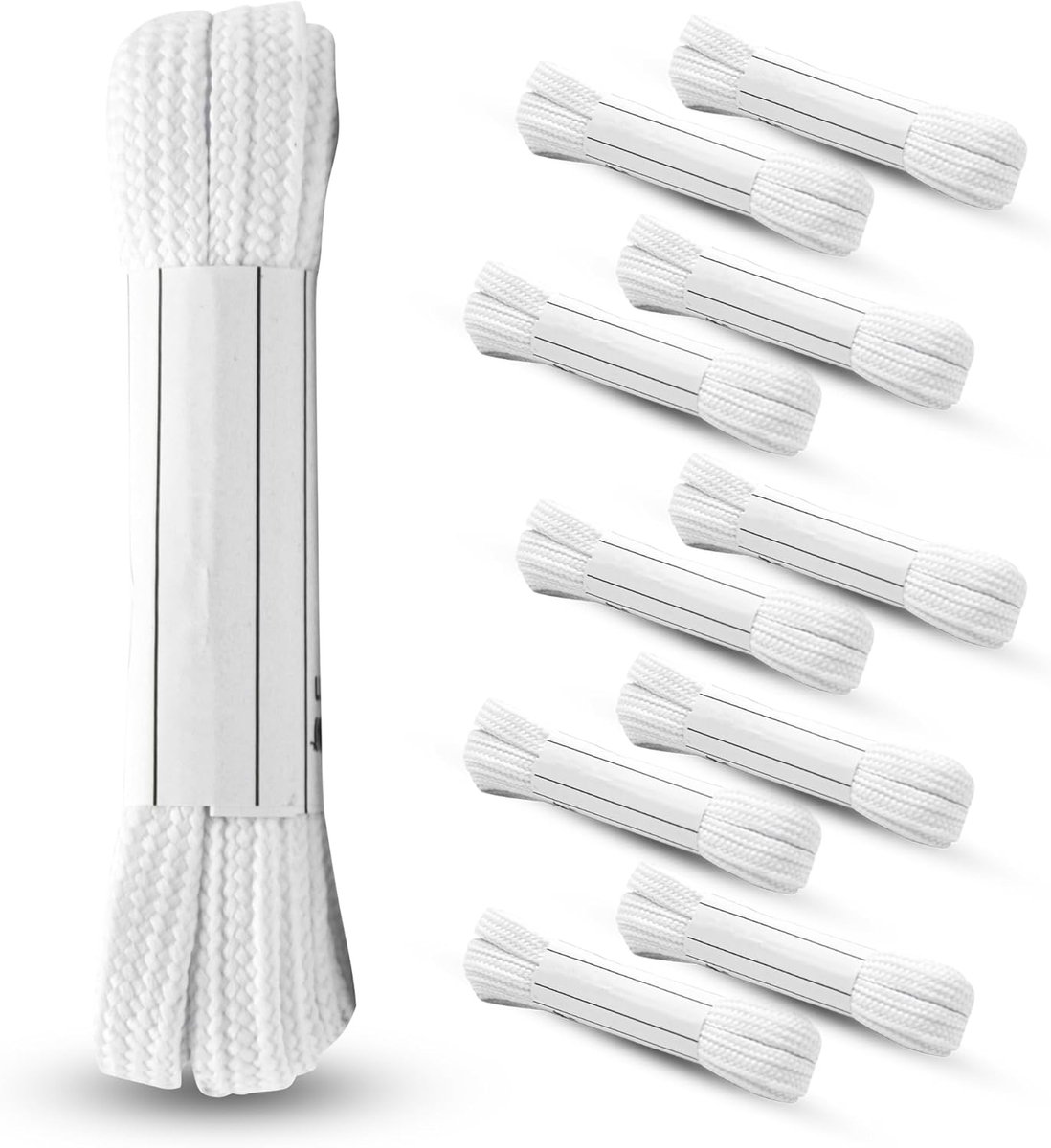 Veters Wit Plat 120 cm x 5 mm - Set van 10 Stuks - Voor Sneakers en Sportschoenen