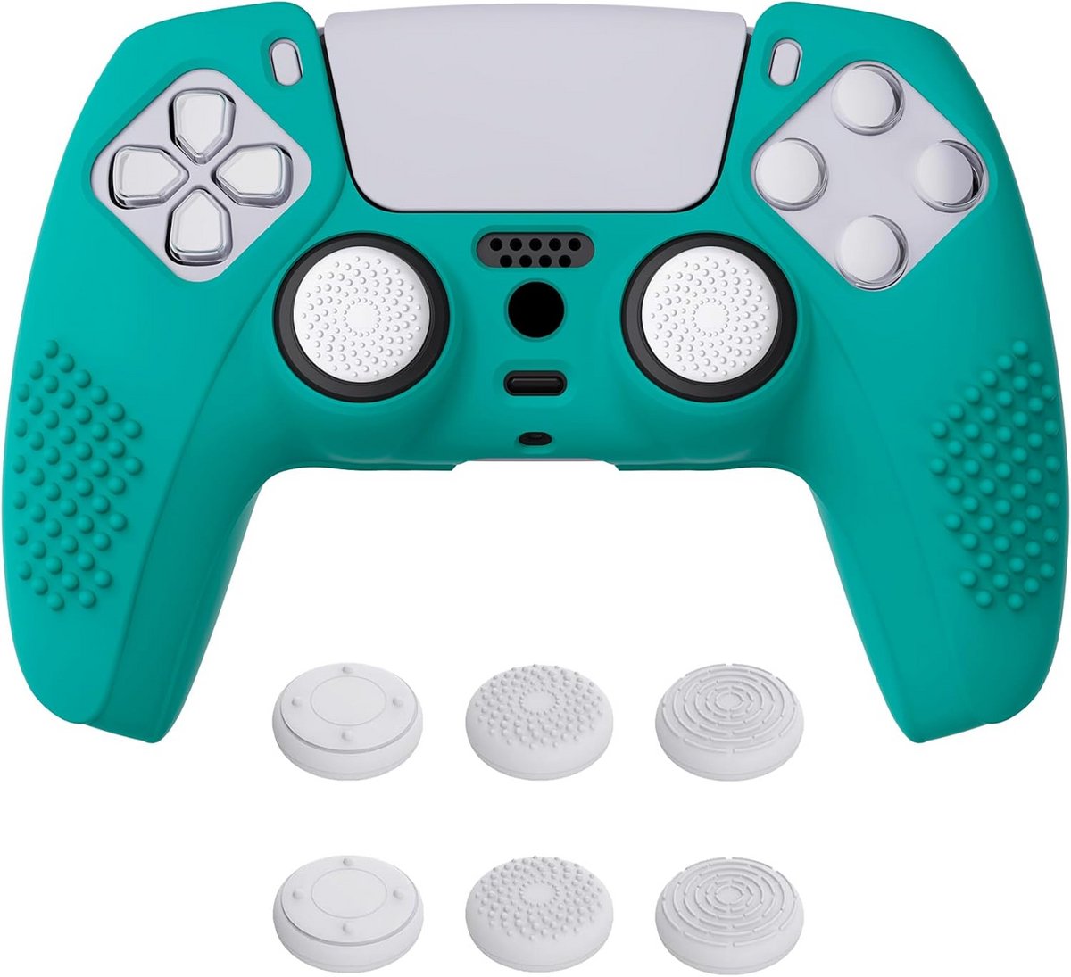 Beschermhoes Geelgroen voor PS5 Controller met Antislip Grip en 6 Duimstick Caps