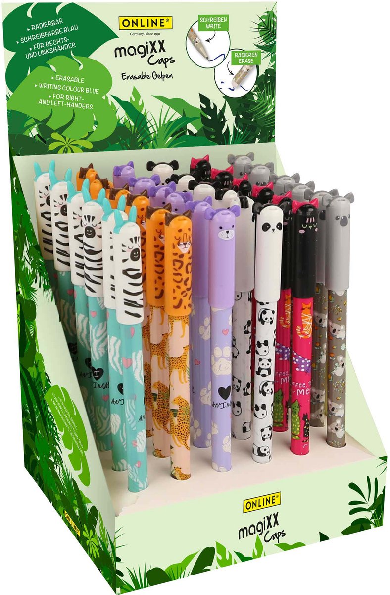 Gelschrijver Online Magixx cap animal 0.7mm assorti | 36 stuks