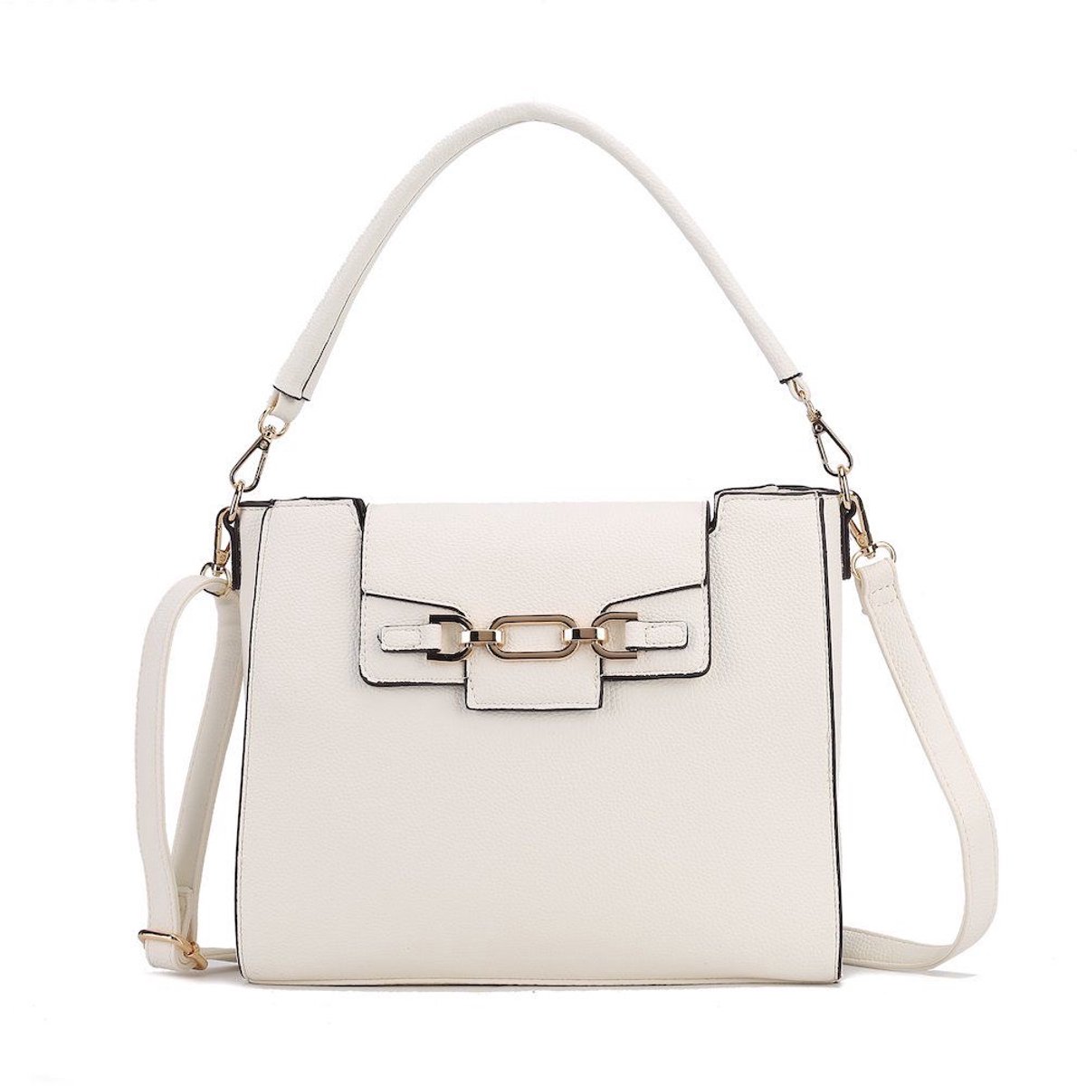 Gussaci - Handtas & Crossbody Tas Dames – PU Leer – Wit – Verstelbare Schouderriem – 29 x 24 x 10 cm