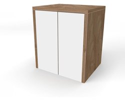 Wastafelmeubel voor Wasmachine of Droger - Houten Kast met 2 Deuren - Ruimtebesparend