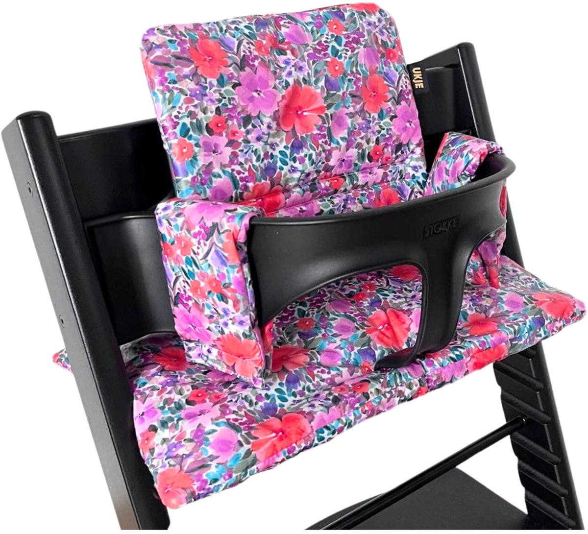 Stoelverkleiner TrippTrapp - Geschikt voor Stokke Tripp Trapp Kussenset - Kinderstoel Verkleiner - Geplastificeerd en Snel Schoon - Retro bloemen