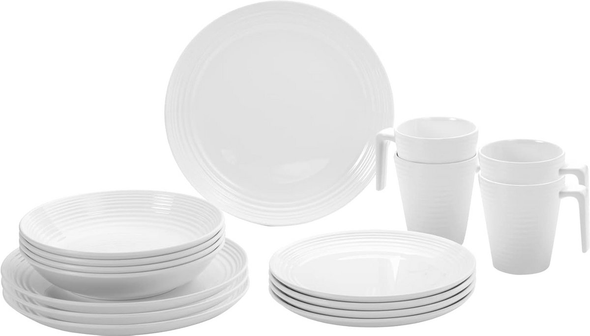 Sfeervol 16-delig Servies Set: Shatterproof Melamine Borden en Bekers Set voor Buiten