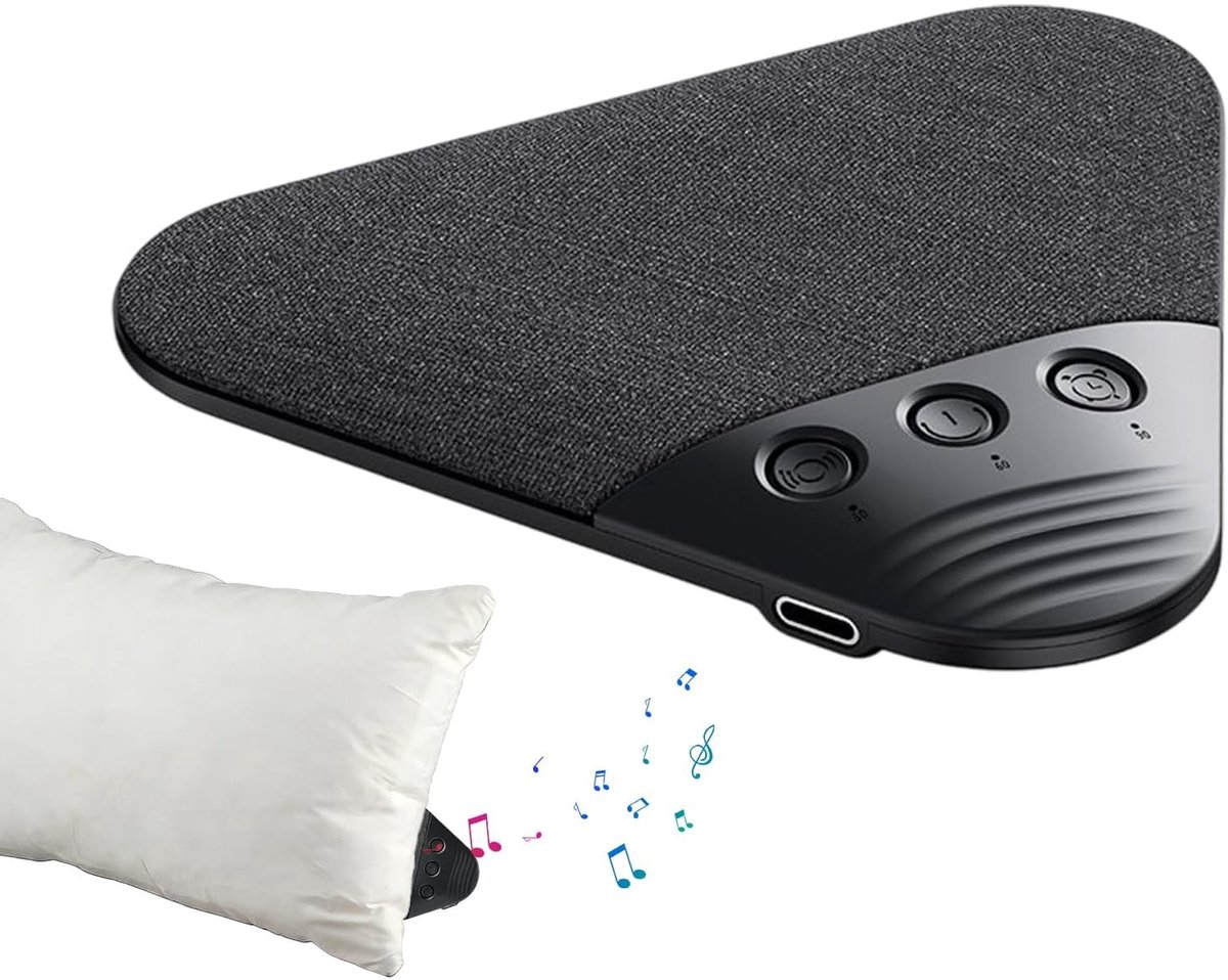 Luidspreker voor onder het kussen, Bluetooth-kussenluidspreker, mini draagbare slaaphulp met witte ruis, draadloos slaaphulpmiddel met timer voor witte ruis, geschikt voor kinderen en volwassenen (zwart).