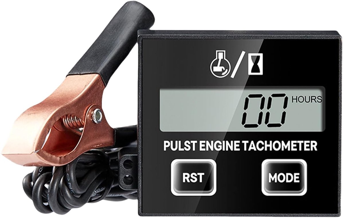 Digitale Toerenteller - Snelheidsmeter Motor - Motoronderhoud Bijhouden - Inductief Ontwerp - 30000 RPM - Zwart