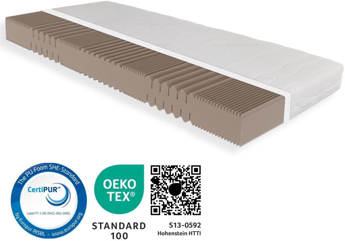 Sleepneo matras 90x200 - 18 cm dik - koudschuim - H5 - stevig - Sleepneo wit