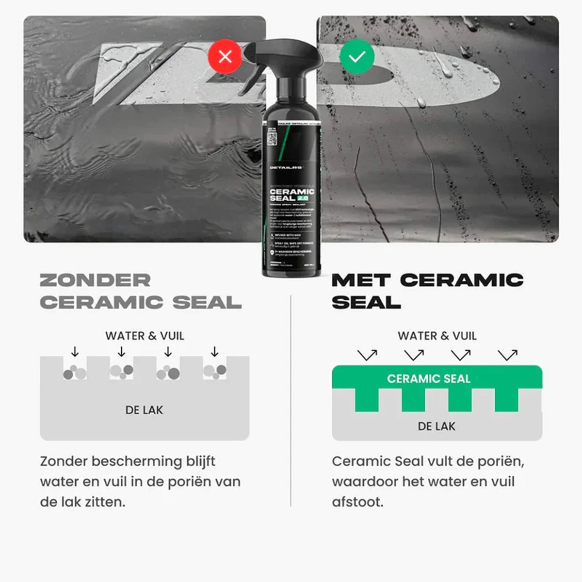 Detailrs Ceramic Seal 2.0 - Autoshampoo - Auto wassen - Autowax - Water & vuilafstotend - Voor Auto & Motor - 500ml – foto 4