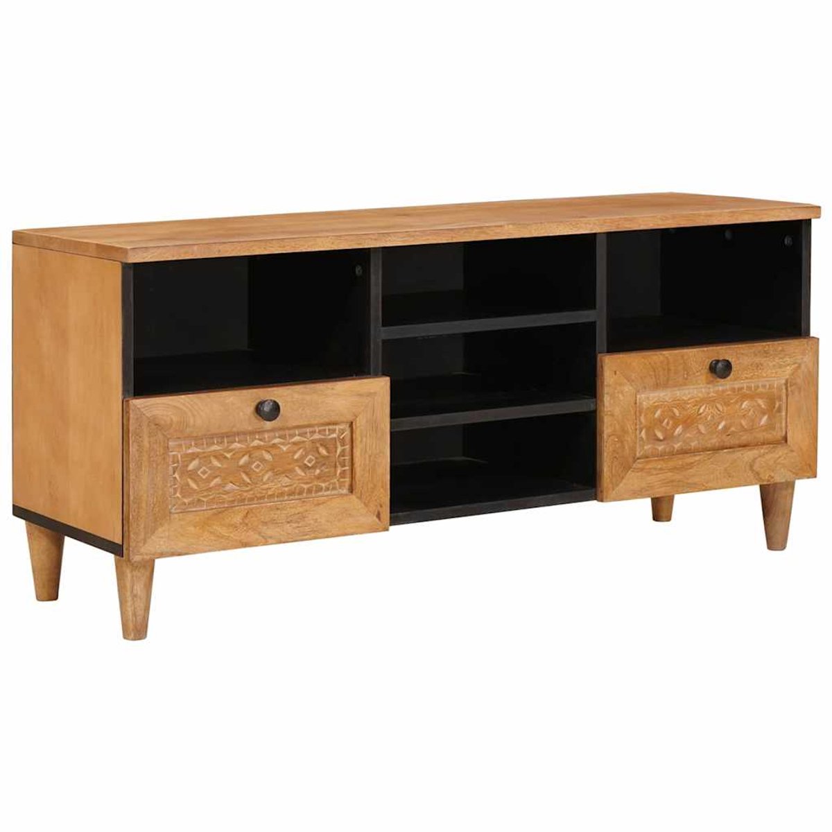 vidaXL - TV - Eenheden - met - lade - Lichtbruin - 100 - x - 33 - x - 46 - cm - Bewerkt - hout