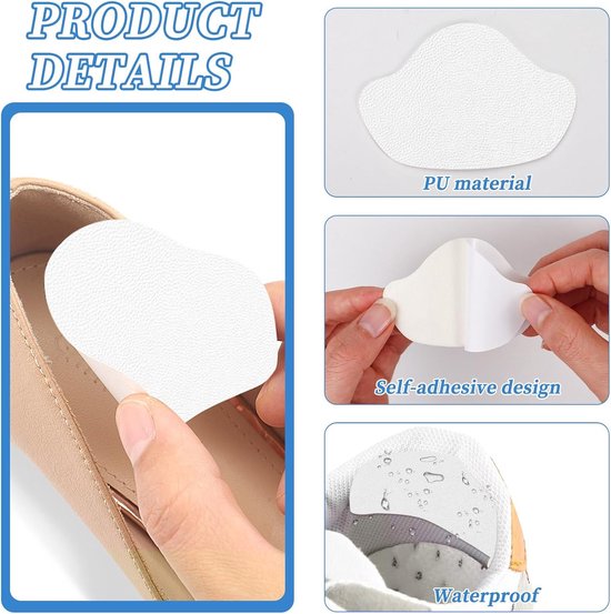 16 Paar Zelfklevende Hielpatches & Reparatiesets voor Gaten in Schoenen en Sneakers - 2 Maten van Merkloos — afbeelding 2