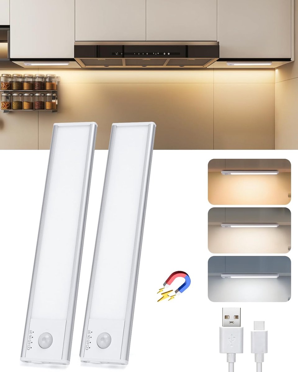 Dimbare LED Kastverlichting met Bewegingssensor en Oplaadbaar Batterij (2 stuks)