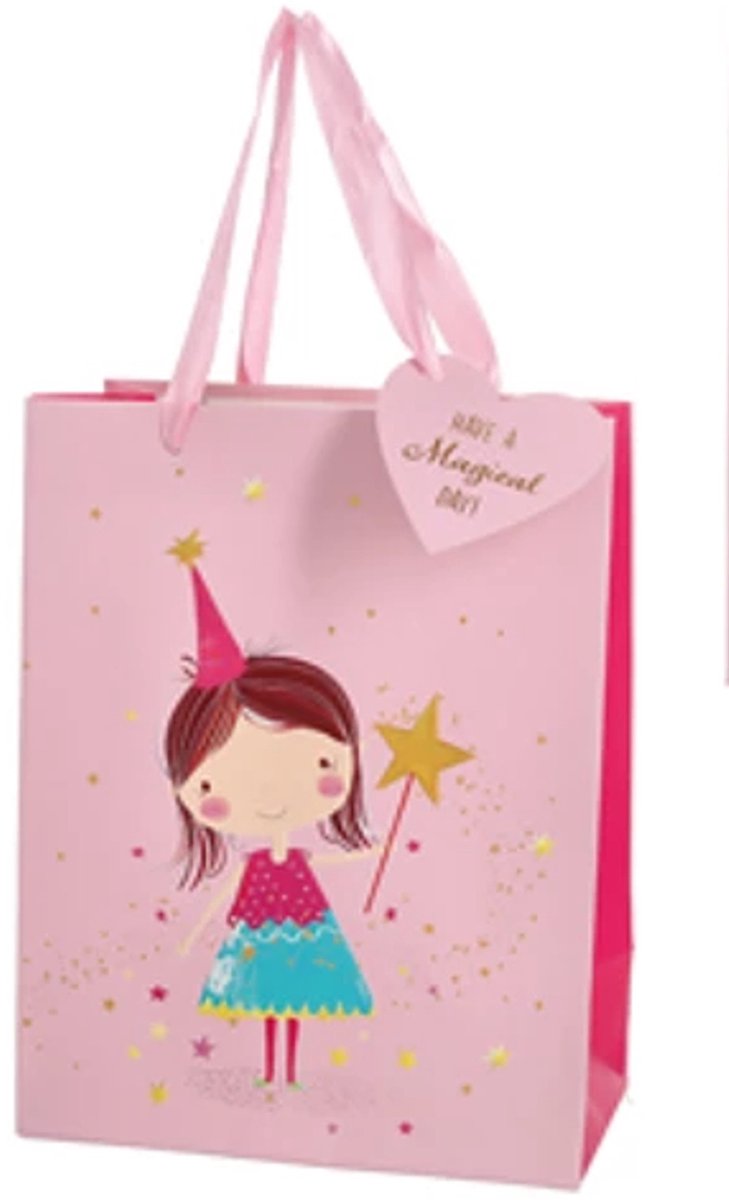 Cadeautas M A5 Kind Meisje Prinses - Grote luxe Geschenktas - Cadeauzak - Geschenkzak - 17cmx9cmx23cm