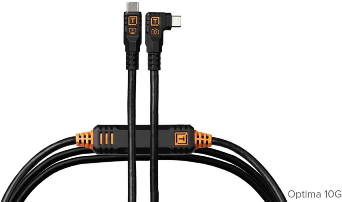 Tether Tools TetherPro Optima 10G USB-C Straight to Right Angle 4.6m Zwart