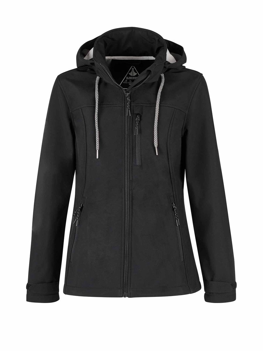 BJØRNSON Kaisa Softshell Tussenjas Dames Winddicht Fleece Zwart