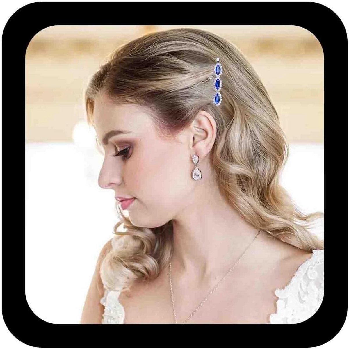 Elegante Haarspelden Bruid Blauw Kristal & Strass - Bruidshoofdtooi Accessoire