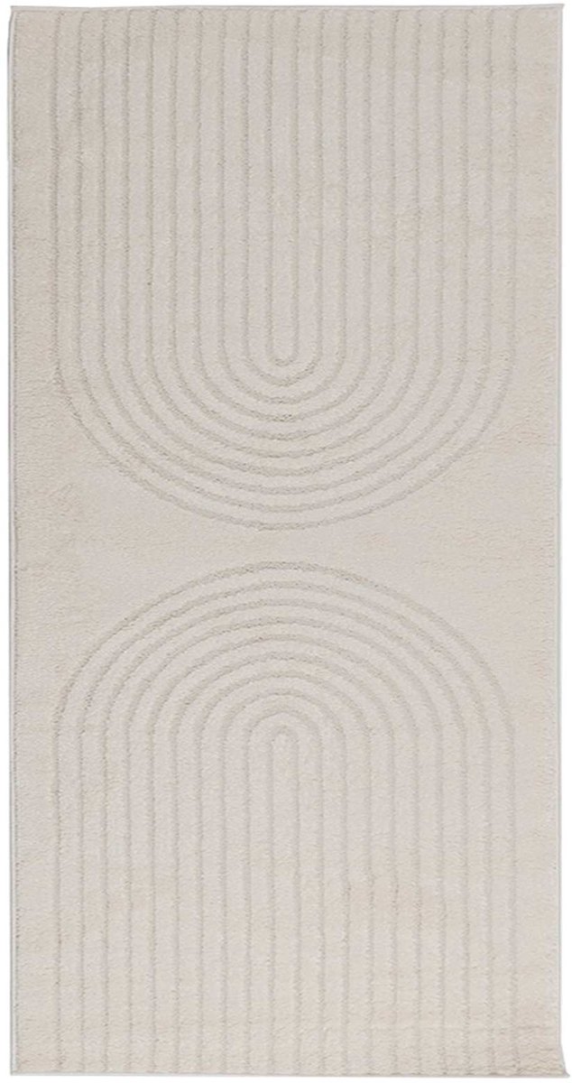 vidaXL Binnen - kleed - GALATI - Crèmekleurig - 80 - x - 150 - cm - Polyester