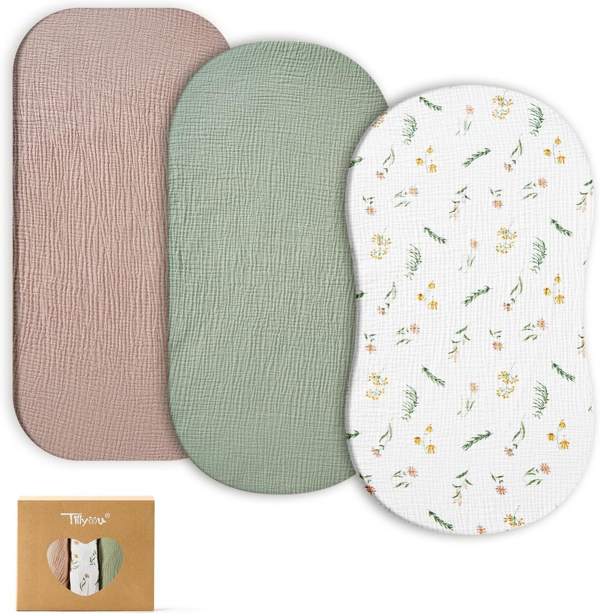 Set van 3 Jersey Hoeslakens voor Ledikant en Box - 100% Katoen - 40x80 cm