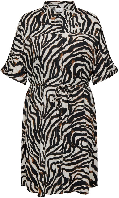 ONLY CARMAKOMA - ROBE CHEMISE 2/4 NOIRE CARBERTE LIFE AOP - Femme