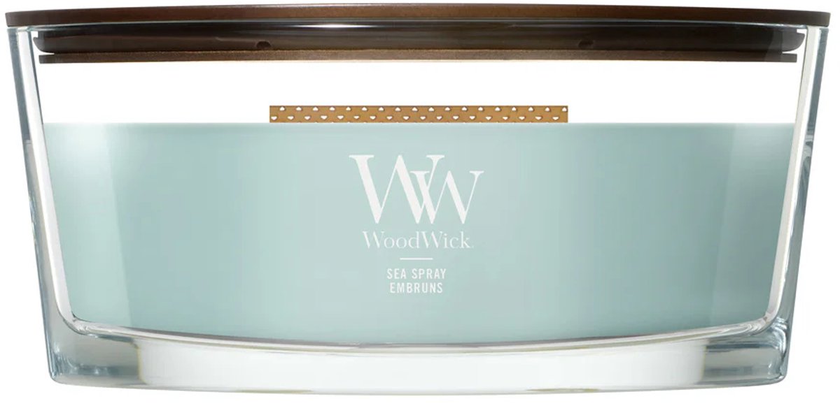 WoodWick Hearthwick - Sea Spray - Ellipse Geurkaars - 50 branduren Blauw