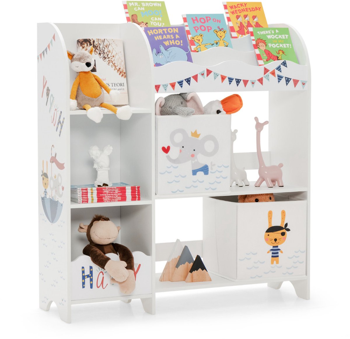 Staande lamp met 3 planken - Hoogte 160,5 cm - Materiaal spaanplaat en staal - Inclusief L