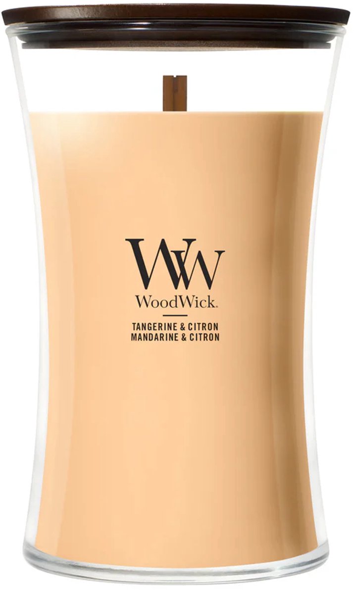 WoodWick Hourglass - Tangerine & Citron - Large Geurkaars - 130 branduren Oranje