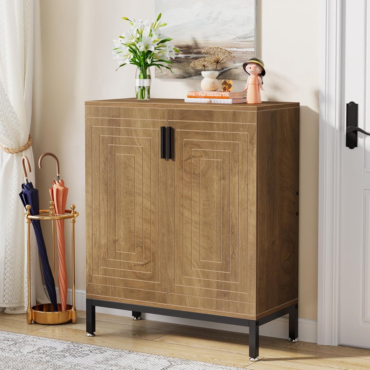 LITTLE TREE Schoenenkast met deuren - 80x38x95 cm - 5 planken - Opslag voor 20 paren schoenen - Bruin