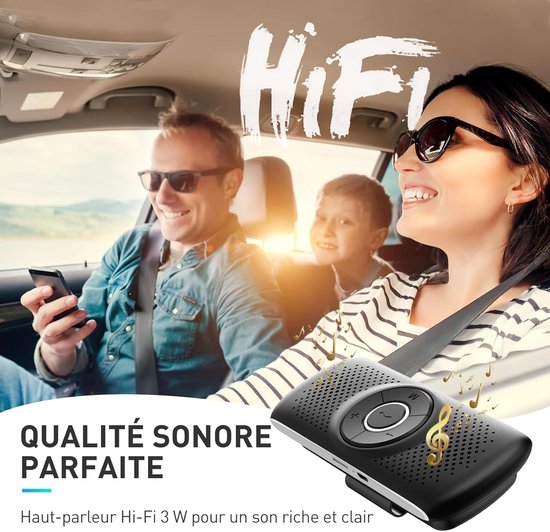 Bluetooth Hands-Free Car Kit Built-in Microphone Speaker with Clip Support GPS Music Slot TF Card Auto Reconnection，2.4 GHz-2.48 GHz — afbeelding 3