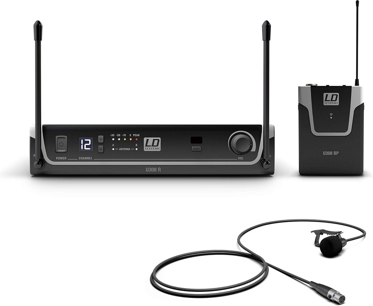 Draadloos Microfoonsysteem met Bodypack en Lavalier Microfoon - 100m Bereik