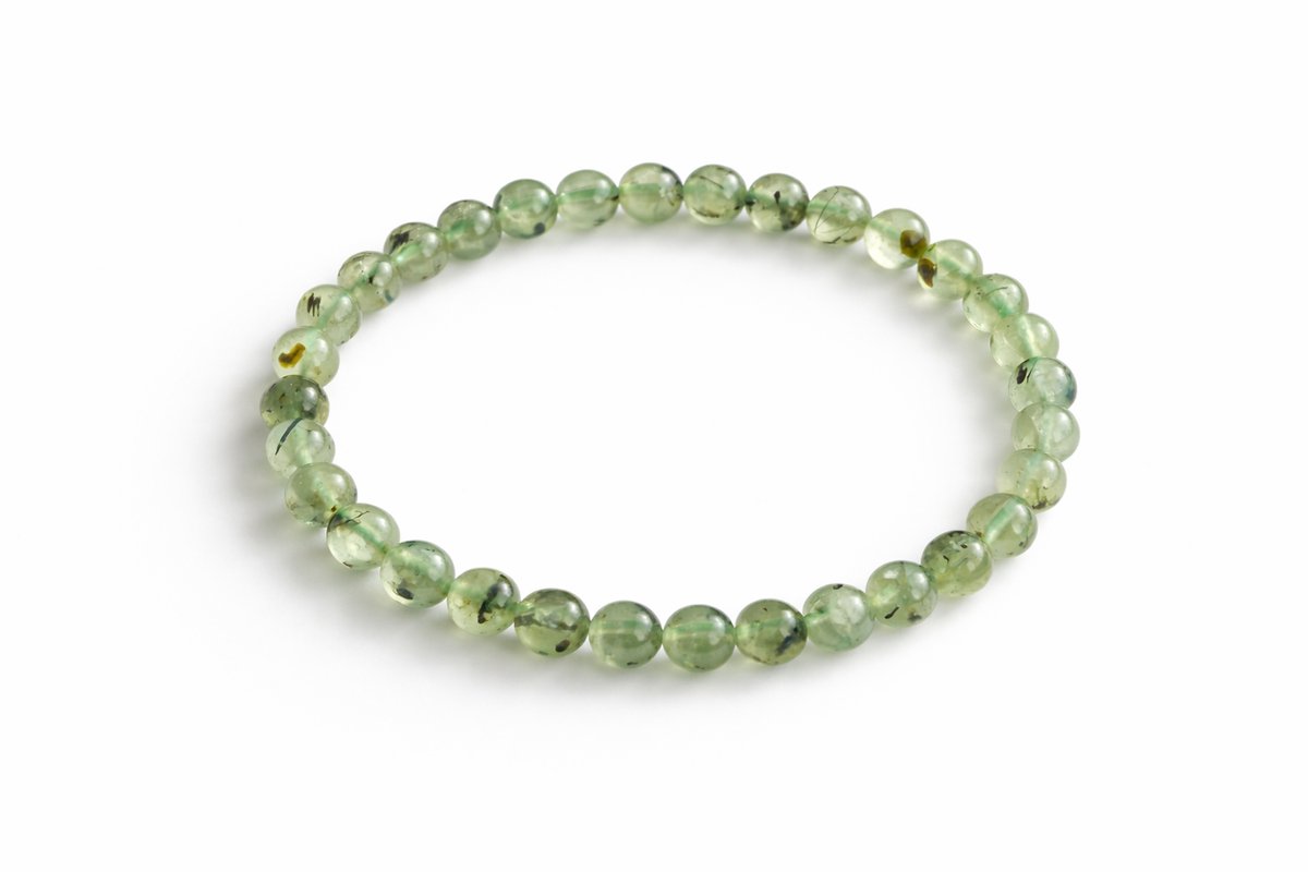 Prehniet Armband – 6 mm Natuurlijke Edelsteen Kralen – Diameter 17 cm – Groene Edelsteen Armband – Rust & Harmonie