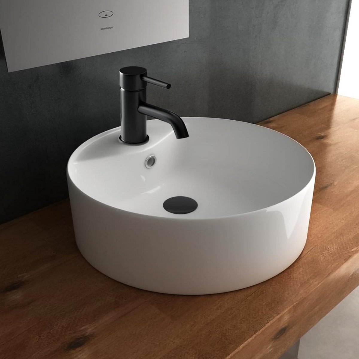 Handenwassen Wasbak - Opzetwastafel Keramiek - Gastenbadkamer Inrichting - Nano Coating - 40 cm Rond - Wit