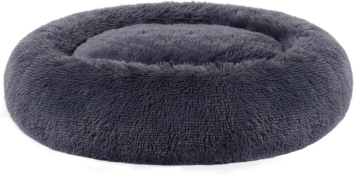 Ronde Hondenkussen XL 90 cm Donkergrijs - Pluizig & Comfortabel Hond- en Kattenmand