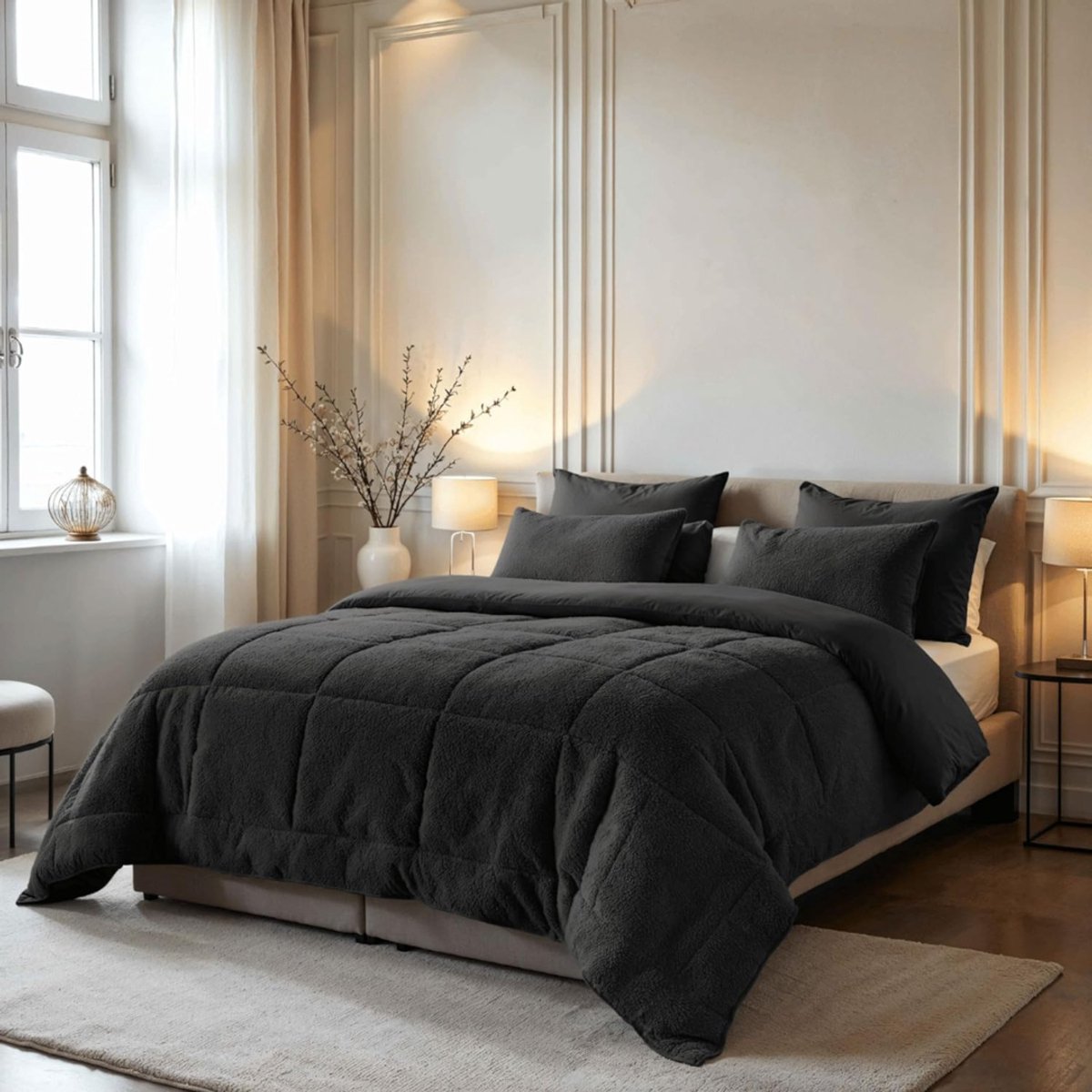 GTB® Dekbed 200x200 - Dekbedovertrek 200x200 Tweepersoons - Zomerdekbed - Antraciet - 200cm x 200cm x 4cm