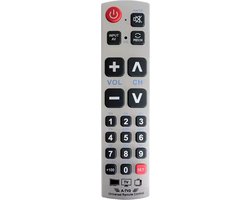 Bedienbaas Senioren Afstandsbediening Grijs – Universele TV Remote – Grote Knoppen – Eenvoudige Bediening