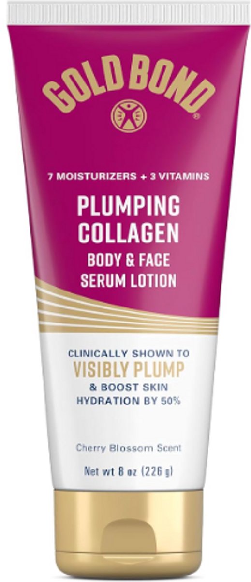 Gold Bond Plumping Collagen Body & Face Serum Lotion 236ml– Hydraterende Collageen Moisturizer met Jojoba- en Druivenpitolie, Cherry Blossom Geur