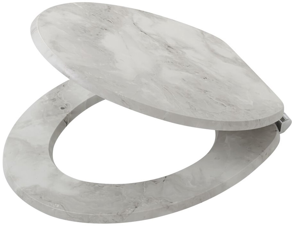 Tiger marble - wc bril - softclose - mdf - wit/grijs