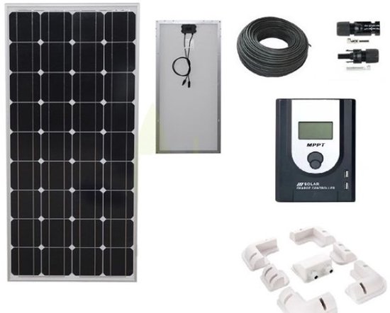 Compleet 170W Zonnepaneel set met MPPT laadregelaar met LCD scherm - Mono Kristallijne Celtechnologie - 12V - daglichtpaneel - Met MC4 connectoren - Voor camper, boot, caravan, acc