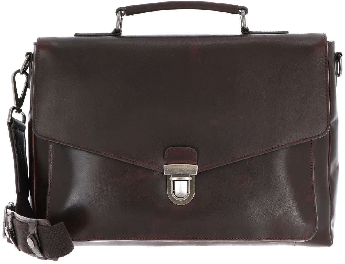 LEONHARD HEYDEN Leren aktetas business tas met laptopvak Roma Aktenmappe 1 Fach 5380 Braun donkerbruin