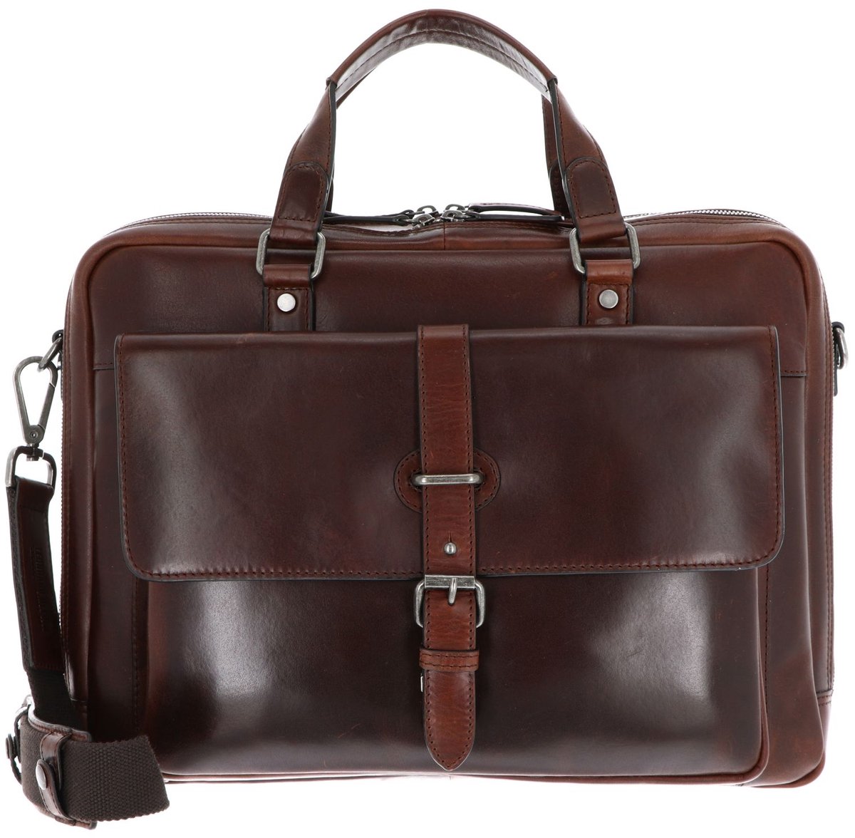 Leonhard Heyden Roma laptoptas 2-vaks met voorvak 13 inch - Bruin