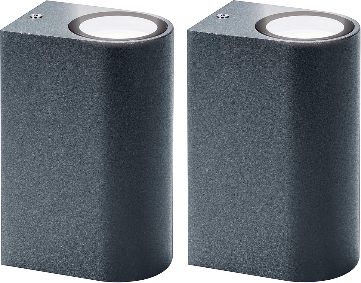 Set van 2 Aluminium Up en Down Buitenwandlampen IP44 Verwachte Zwart